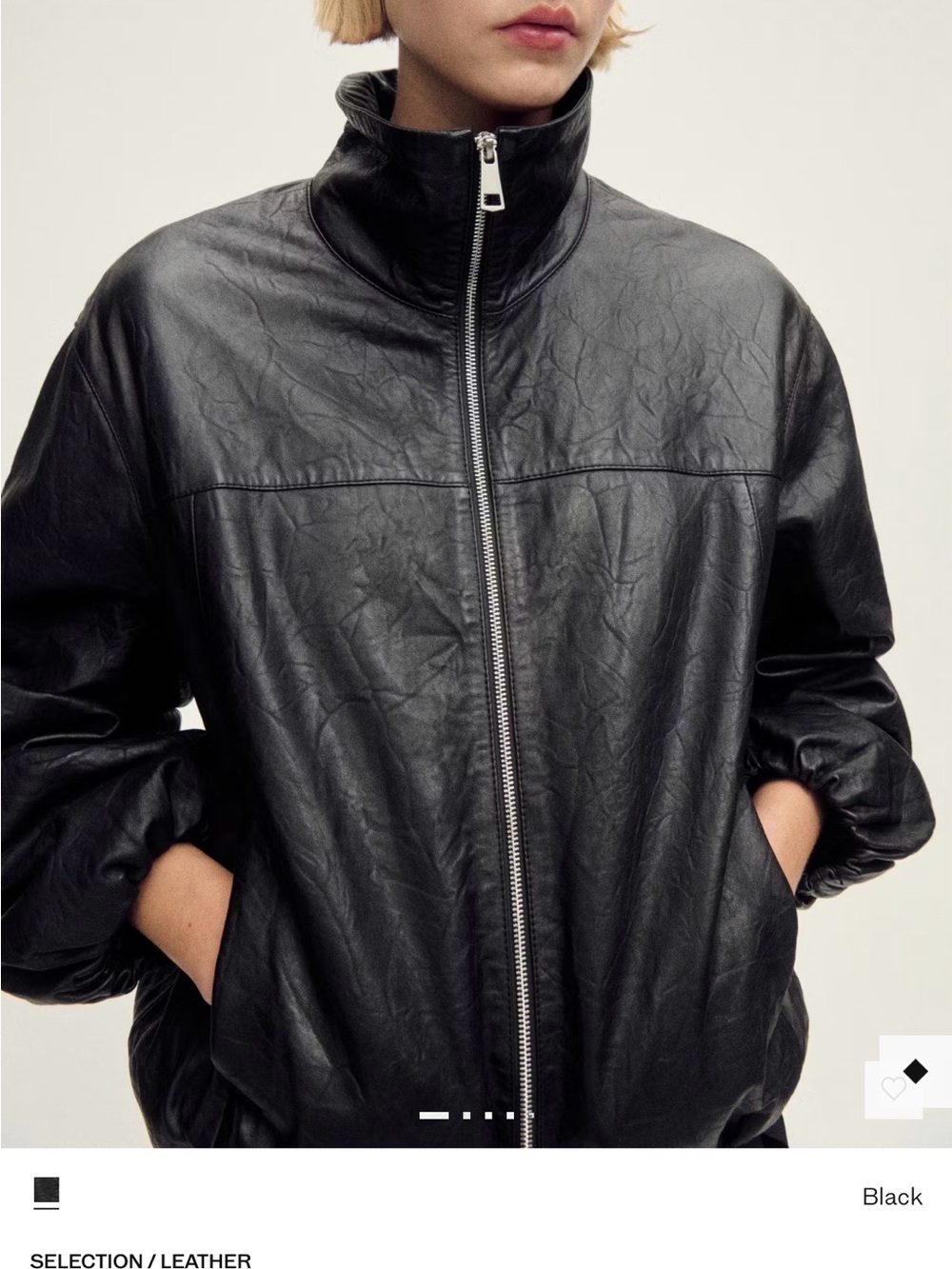 Black Leather Zip-Front Jacket